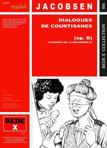 couverture du Bande Dessin&eacute;e [Bede X 56] Jacobsen [= Jacques Lemonnier] & Pierre Lou&yuml;s &ndash; Dialogues de Courtisanes : L&rsquo;examen de la maquerelle