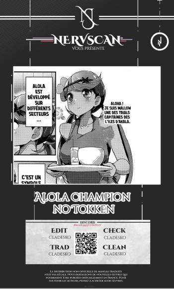 couverture du Manga (C92) [Sanman Sanzen Koiking (Tyranu)] Alola Champion no Tokken  (Pok&eacute;mon Sun and Moon) [French](nervscan)