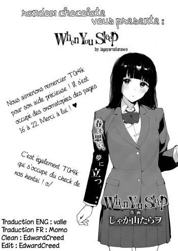 couverture du Manga [Jagayamatarawo] When You Sleep | Quand tu dors (COMIC AOHA 2019 Natsu) [French] [RandomChocolate] [Digital]