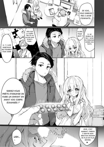 couverture du Manga [Kurimoti Tiduru] Irekawari Fuufu Gyakuten! Tanetsuke Sex | Body Swapped Husband and Wife Baby-Making Sex! [French] [La sainte perv&rsquo;]
