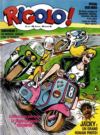 couverture du Bande Dessin&eacute;e Rigolo ! 03 &ndash;  Scandale au Bol d&rsquo;Or, le scooter rose triomphe ! [french]