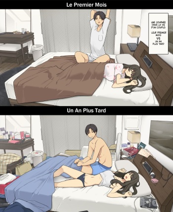 couverture du Manga [Wakamatsu] A Day in the Life of a Couple: Their First Month Living Together vs. One Year Later | Une journ&eacute;e dans la vie d&rsquo;un couple : Premier mois vs un an plus tard [French] [Histoire d&rsquo;Hentai]